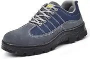 [WCXTY] Steel Toe Boots for Men,Outdoor Lightweight Breathable Work Boots for Men Steel Toe,Slip Resistant Anti-Smash Men's Industrial & Construction Shoes,Unisex (Color : Gray, Size : 4.5)