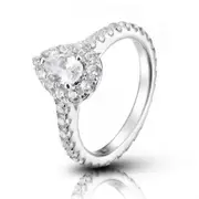 Pear Shaped Sterling Silver 925 Zulastone Halo Engagement Ring