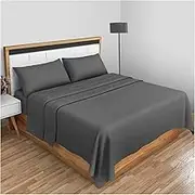 Non Iron Percale Flat Sheet King Size- Polycotton Anti Wrinkle Hotel Quality Bed Sheets- Luxury Bedding Plain Dyed Flat Sheet- Charcoal