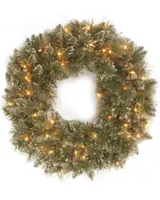 National Tree Company Glittery Bristle Pine Wreath with Clear Lights