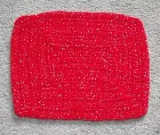 New Uniq Handmade 9x10 Rectangle Crochet Doily Candle Table Mat Red Sparkle