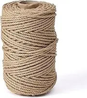 Jute Twine String,328 Feet 4mm Natural Jute Rope,3ply Thin Ribbon Hemp Twine for Gift Wrapping Craft Plant Garden Christmas Handmade Arts Decoration Packing String Home Decor