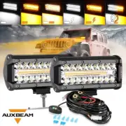 AUXBEAM 7" LED Work Light Bar Strobe Amber White Driving Pods for Jeep Wrangler