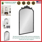 Large Ornate Mirror 19 x 30.75 – Black Antique Finish – Baroque Style Decor