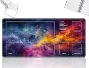 GFRGTFHYT Playmat for MTG Magic The Gathering Cards Game Mat with Stitched Field Rules Zones Play Mat Desk Mats Size 24 x 14 inch Mouse Pad for MTG Card Game Playing for Beginner,Art Blue Galaxy