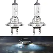 JawGrew 2 PCS H7 Car Halogen Fog Light Bulb, 12V 55W Quartz Glass One-piece Integrated Vehicle Spotlight Replacement, Universal Car High Beam Lighting Accessory, Suitable for Truck SUV Car (White)