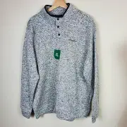 Eddie Bauer Mens Sweatshirt XL Gray Radiator Fleece Snap Front Pullover NEW
