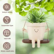 Swing Planter Pot Smile Face Swing Flowers Pot Resin Swing Hanging Planter xiQPT