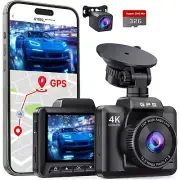 Dash Cam Front and Rear, 4K+1080P Dual Dash Camera for Cars, Built-In Wifi GPS