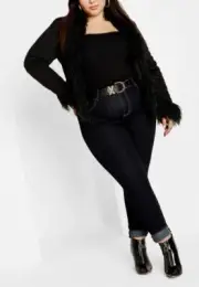 CITY CHIC Indie Jacket in Black Plus Size Medium / 18 NWT [RRP $179.95]