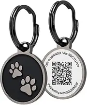 Pet Dwelling Mini Dual Paw QR Code Pet ID Tag: Instant Online Profile Access and Scan Alerts for Small Dogs and Cats(Lux Black)