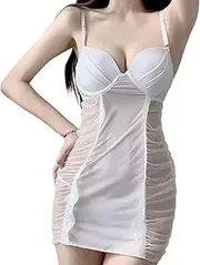 [JINZIJINYU] Sexy Bodysuits Lace Teddy Corset Sexy Ice Silk Pajamas Suspenders Underwire Push Ups Transparent Uniform Suits Tempting Sexy Tights