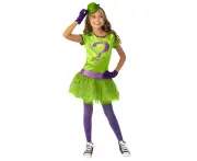 Dc Comics The Riddler Deluxe Tutu Girls Fancy Dress Up Costume Size 3-5 YRS