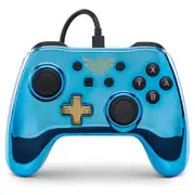 PowerA USB Wired Gaming Controller Gamepad For Nintendo Switch Chrome Zelda Blue