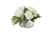 Rogue Peony-Classic Bowl Artificial Faux Plant Home Wedding Indoor Outdoor Decor Cream 32x32cm