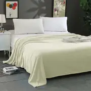 Super Soft Micro Flannel Plush Blanket Queen 220 x 240cm Cream