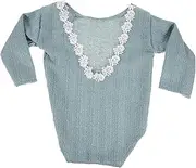 [UTHCLO] Girl Long Sleeve Romper Cute Newborn Photography Outfit Soft Skin Friendly for Adorable Solid Color Design for Photo Props
