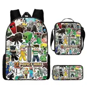 Minecraft Primary And Secondary School Schoolbags Minecraft Game Peripheral Backpack Three-piece Set high quality high quality
