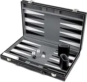 Brybelly Deluxe 15-Inch Backgammon Set with Stitched Black Leatherette Case
