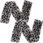 [CALLARON] 2pcs Women's Winter Scarves Leopard Print Faux Furry Shawl Soft Cozy Holiday Neck Warmer