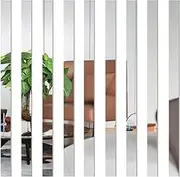 10 Pcs Mirror Wall Stickers Striped Design Mirror Art Tile Decal DIY Self Adhesive Wall Line Border Decals Removable Acrylic Mirror Sheets Wall Sticker Wall Stickers and Murals for Home Decor 5*20cm