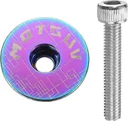 sourcing map 1 1/4" OD Bicycle Headset Stem Top Cap Aluminum Alloy Cycling Headset Cover Stem with M6 Bolt for Mountain Bicycle Road Bicycle MTB, Colorful