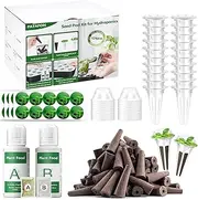 124 Pcs Seed Pod Kit for Aerogarden and All Brands - Grow Anything Kit for Indoor Garden Hydroponics Growing System with 40Grow Sponges, 20Grow Baskets, 20Grow Domes, 40Pod Labels, 4A&B Plant Food