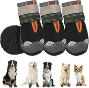 SlowTon Dog Boots - Waterproof Paw Protector for Winter, Dual Adjustable & Washable Non-Slip Shoes With Reflective Strip for Injured Paws, Walking Boots for Hot Pavement