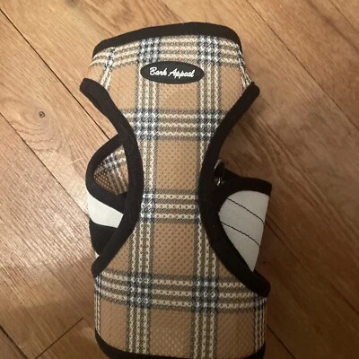 Bark Appeal EZ Wrap Plaid Mesh Dog Step In Harness Tan Size XXL Brand New
