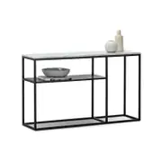 Ebonie 130cm White Marble & Black Shelf Console Table
