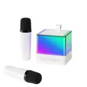Mini Karaoke Machine, Bluetooth Portable Karaoke With 2pcs Wireless Microphones, Karaoke Machine For Kids with Bass Dazzling Lights