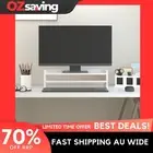 monitor stand white solid wood 50x24x16 cm storage space minimalist 3985