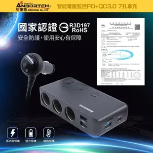 安伯特 智能電壓監控 PD+QC3.0+2USB+3孔獨立開關式點煙器電源插座擴充器 車充 ABT-E080