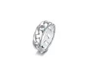 Gracious Cuban Link Chain Eternity Band Ring - Silver White