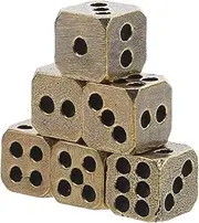 Kisangel 6pcs Retro Brass Dice Resistant Gaming Props for Rpgs for Home Pub Beach Entertainment Unique Vintage Design with Comfortable Rounded Corners