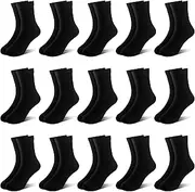[ZERULETS] Children's Boys Girls Socks Trainer Socks Kids Crew School Socks Black White Grey Boys Sportscoken 15 Pairs for 1-13 Years 20-23 23-27 27-30 31-34 35-38