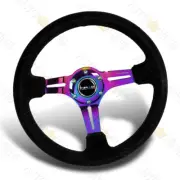 350MM BLACK SUEDE BLACK STITCH NEO CHROME SPOKE NRG RST-018S-MCBS STEERING WHEEL