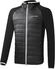 [Black Crevice] Men's Hybrid Jacket, Elastic Men's Sports Jacket Made of 85% Nylon & 15% Spandex, Breathable Men's Functional Jacket, Insulating Men's Hybrid Jacket, Men's Touring Jacket