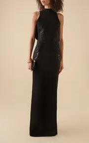 [Zuhair Murad] Lace-Embroidered Cady Gown