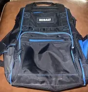 Kobalt Tool Backpack Pockets Zippered Black & Blue Adjustable Straps 17x16x7.5”