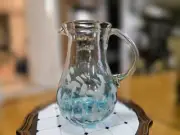 Hand Blown Pitcher Large Margarita Or Ice Tea 9.5 Tall