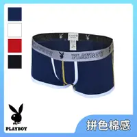 在飛比找ETMall東森購物網優惠-【PLAYBOY】拼色棉感彈性平口褲(M-XXL四角褲,男內