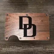 Wood Wallet Minimalist Laser Engraved with Daredevil