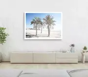 Palm Trees on Shore Print, Trees Wall Art, Palm Trees Pier Framed Beach Wall Art