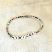 MIRANDA (rainbow) 7" personalized beaded name bracelet-NEW