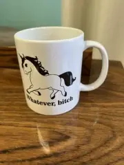 Coffee cup mug Unicorn "Whatever, Bitch" white black