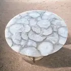 White Agate Round Dining & Coffee Table Top, Luxury Home Decor Interiors