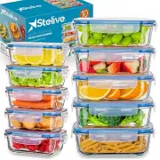 Stelive 10 PCs Glass Food Containers, Airtight Glass Meal Prep Containers