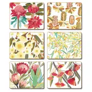 Cinnamon Native Floral Collage Cork Backed Drink Coasters Set 6