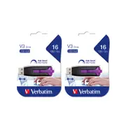 2x Verbatim Store'n'Go V3 16GB USB 3.0 Stick Drive - Violet